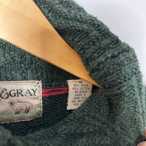 Vintage Woods&Gray 3D Knit Texture Sweater Womens Medium Cottagecore Chunky 90s - Picture 5 of 6